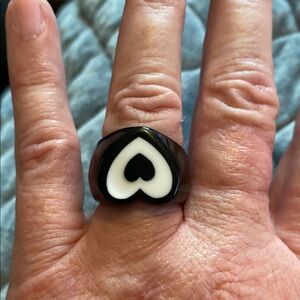 Black and White Heart Ring